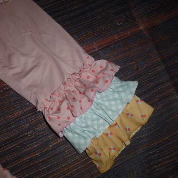 Boutique Floral Tunic Dress Ruffle Leggings Girls Outfit Set - Picture 4 of 5